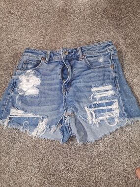 American Eagle Outfitters Light Blue Distressed Denim Shorts